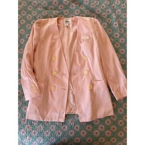 Vintage Worthington Pink Blazer Double Breasted 80s 90s Pastel Power Jacket